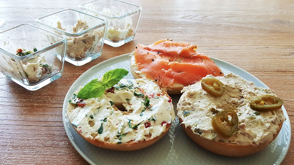 Savory Cream Cheese Bagel 3 Ways
