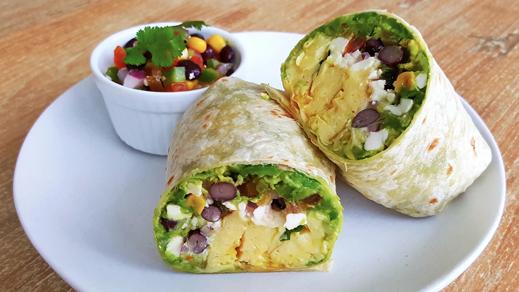 Breakfast Burrito with Black Bean Salsa