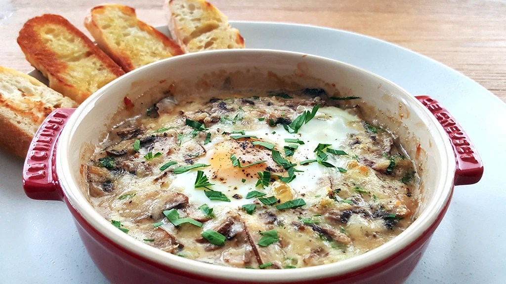 5-Minute Prep Creamy Mushroom Baked&nbsp;Eggs